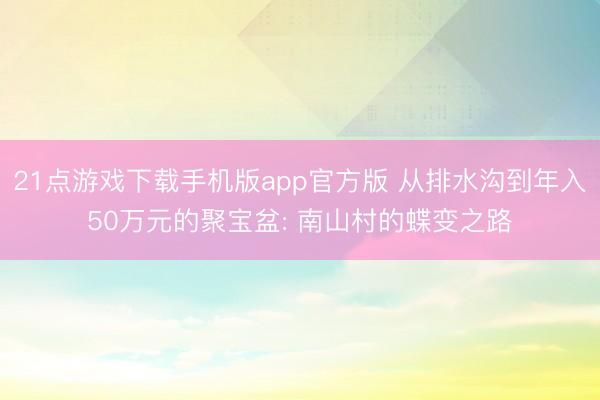 21点游戏下载手机版app官方版 从排水沟到年入50万元的聚宝盆: 南山村的蝶变之路